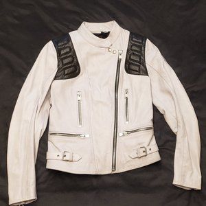 BELSTAFF Women Leather, Biker, Motorcycle Jacket - White and Black - Size 6
